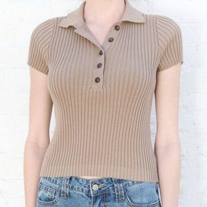 BRANDY MELVILLE BRIDGET KNIT TOP - BROWN